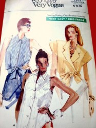 7257 EZ VOGUE SLEEVES / TIE / BUTTON/ WRAP OR NOT BLOUSE PATTERN 8-12